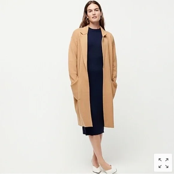 NWT J. Crew Ella Open-front Long Sweater-Blazer in Heather Khaki, size XXS - Picture 2 of 4